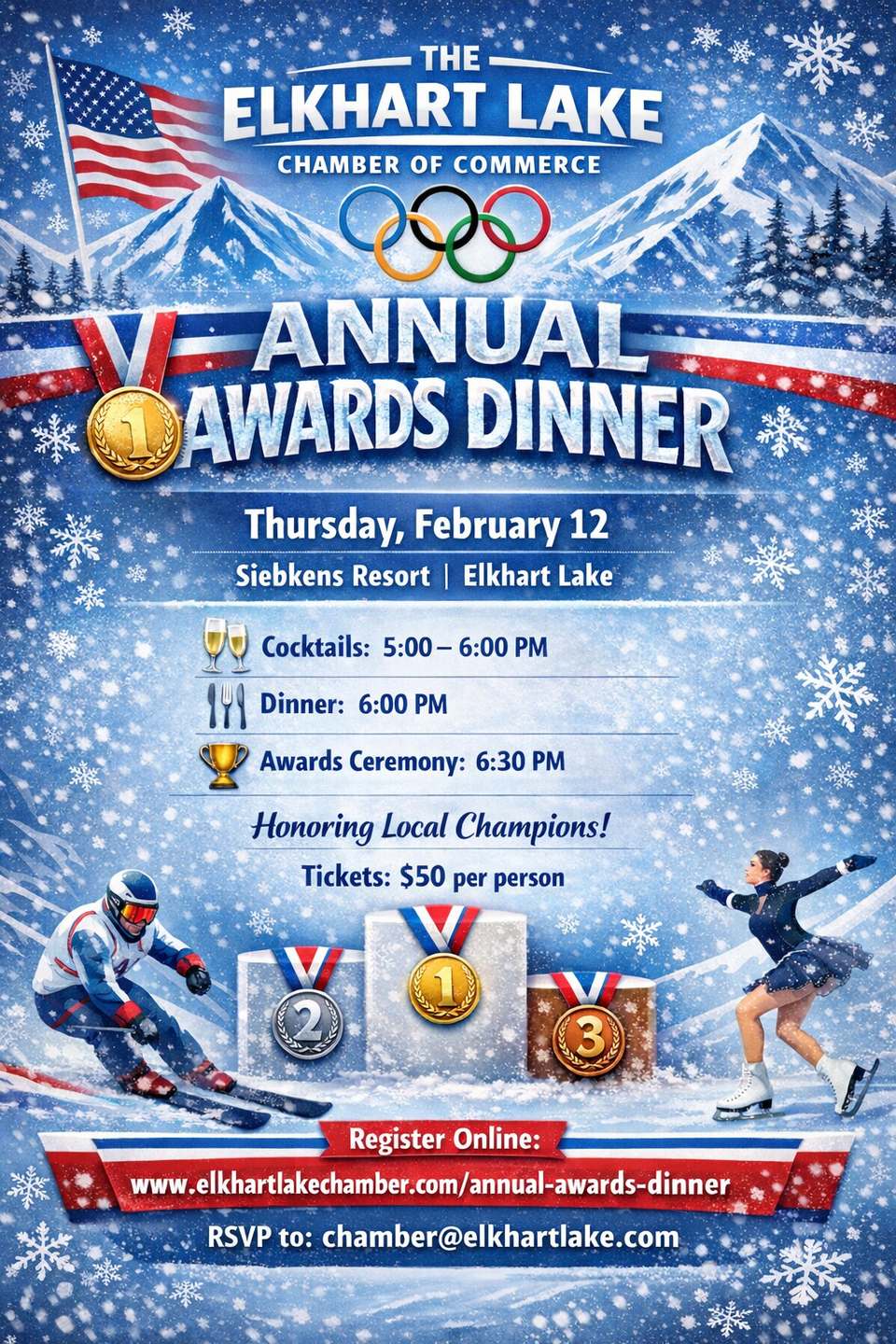 Winter olympics themed awards dinner invitation