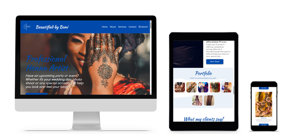 Image of a henna artist website