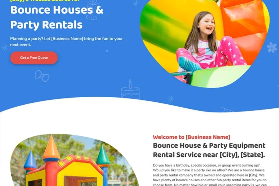 Bounce house rental website design theme original