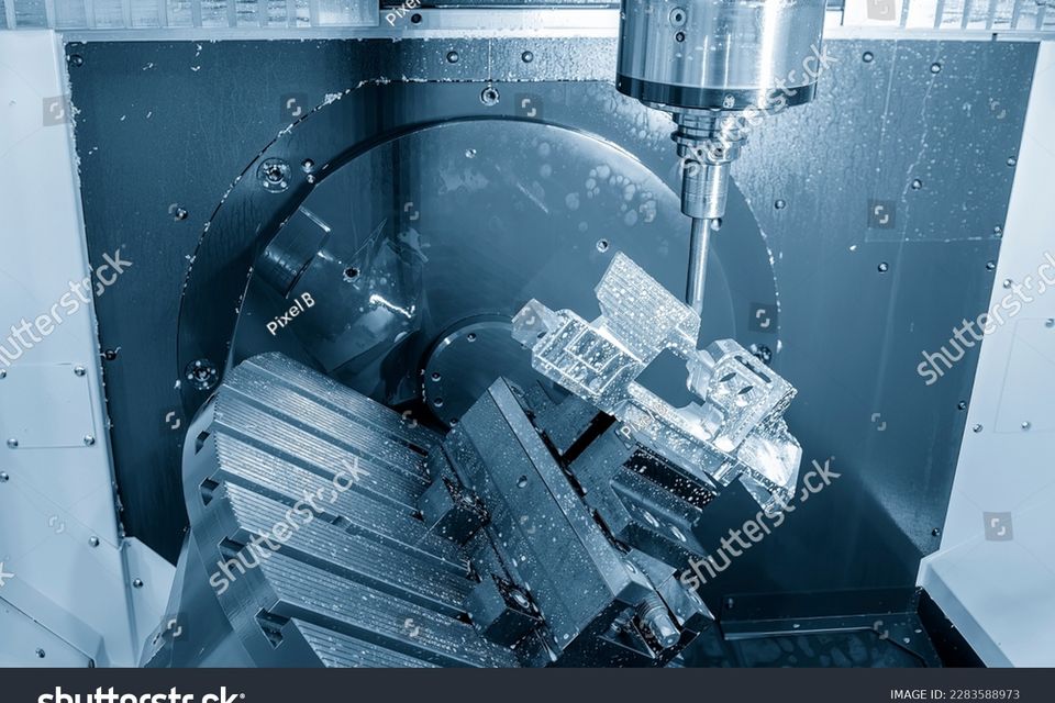 Stock photo the axis machining center cutting aerospace parts with solid ball end mill tool the hi precision 2283588973