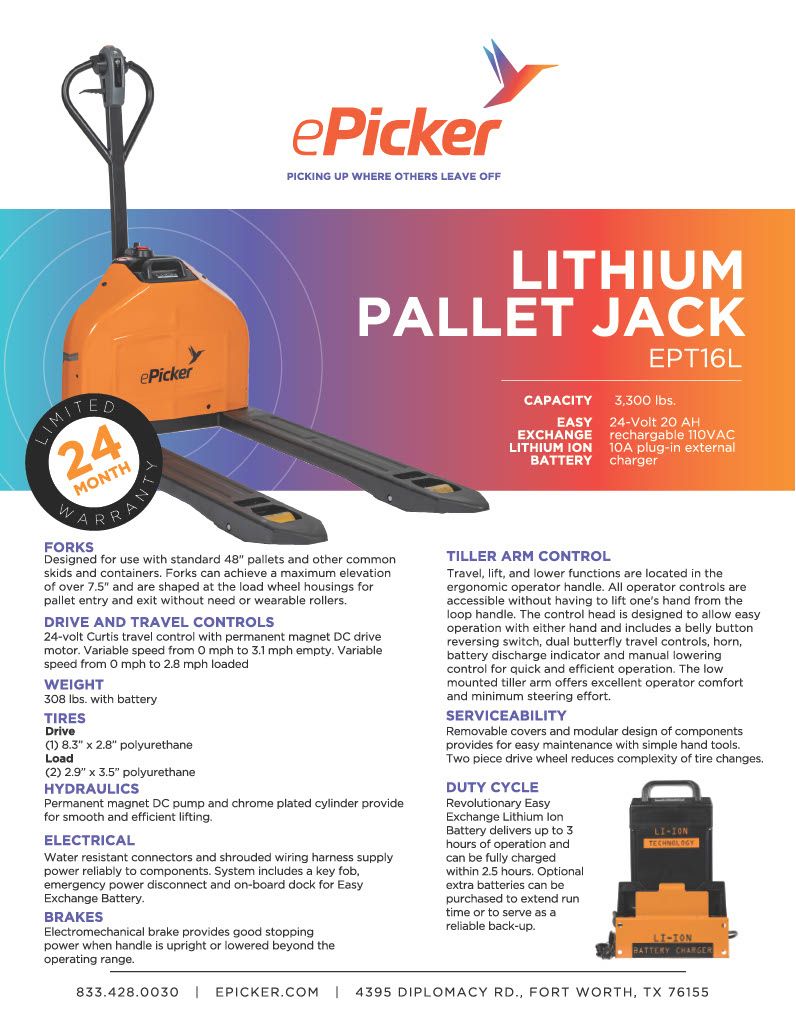Lithium pallet jack ept16l1024 1