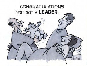 Leader birth cartoon 300