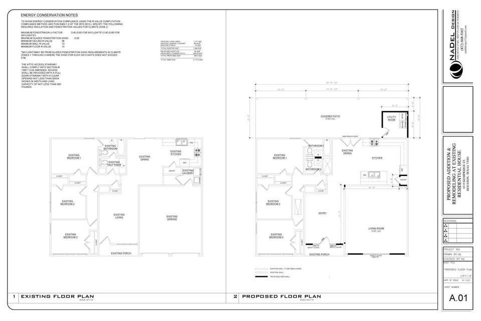 Proposed floor plan for residential home addition and remodeling by Nadel Design – Layout of current and redesigned space.