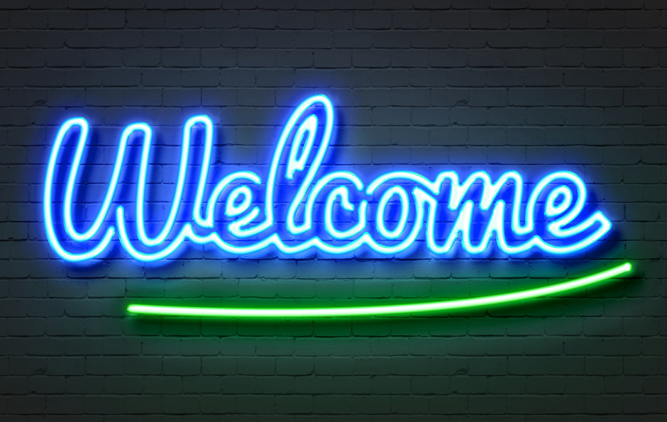 Neon welcome sign