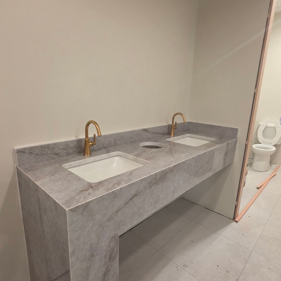 Bathroom grey stone countertop