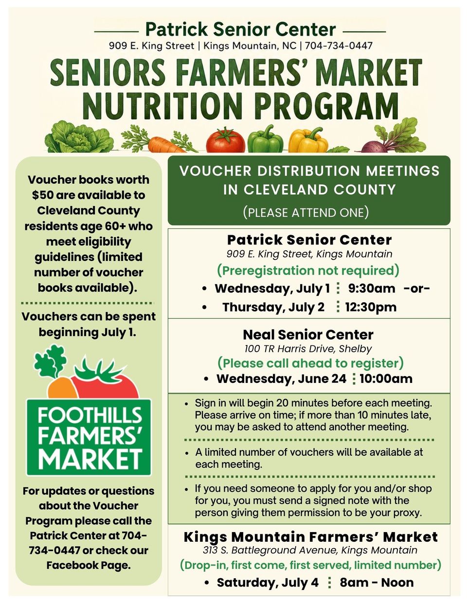 Farmers' market voucher dist. flyer