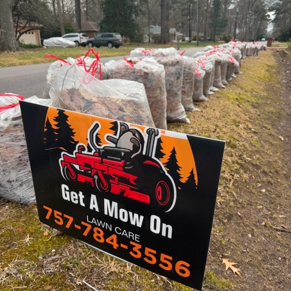 Leaf removal, done by Get A Mow On Lawn Care LLC of Chesapeake VA