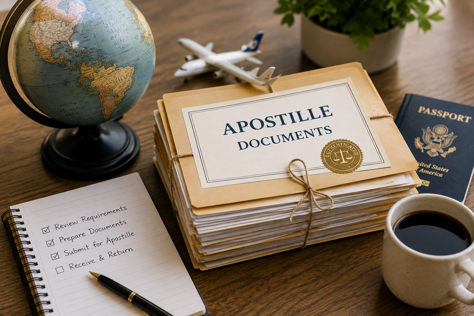 Apostille document processing and submission