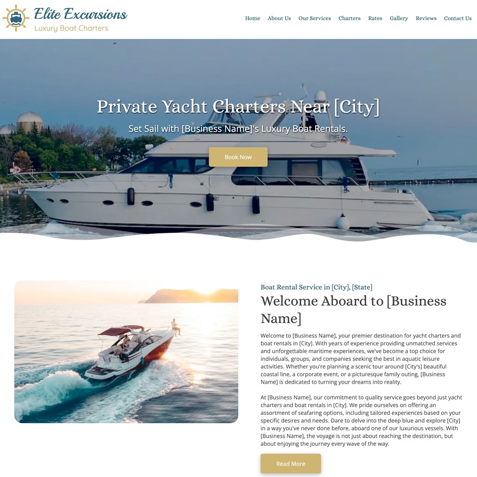 Yacht charter website design theme