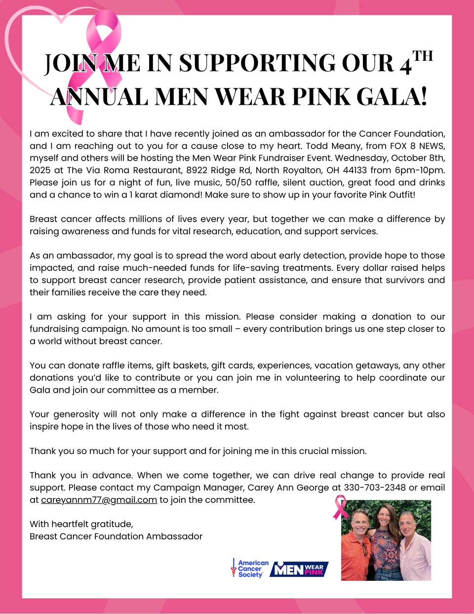 Wear men pink gala letter