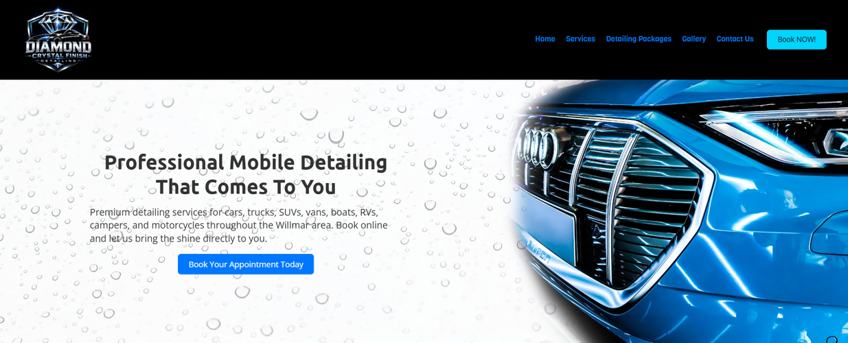 Diamond Crystal Finish Detailing website designed by Pixeloft Creative