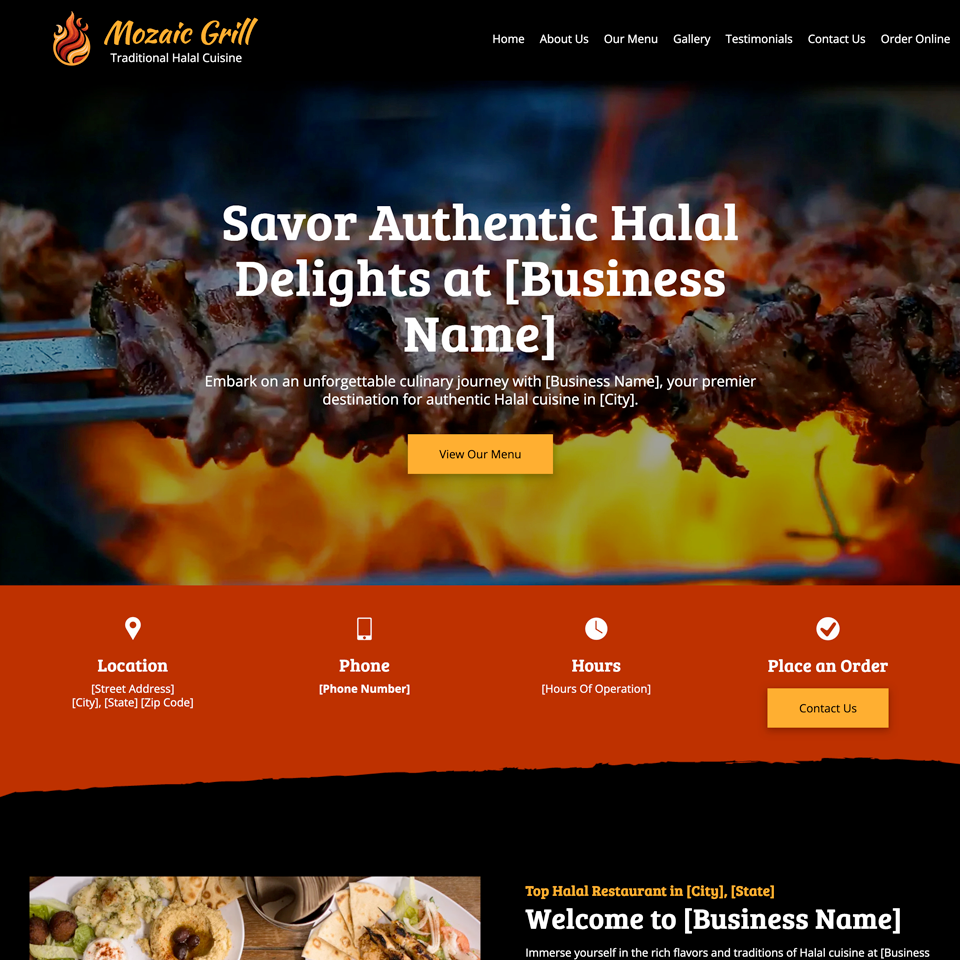 Best halal restaurant website design theme