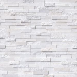 Arctic white multi finish stacked stone panels