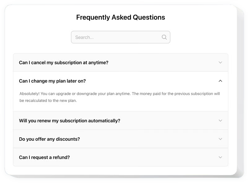 Faq section webspace launcher
