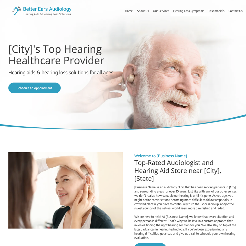 Audiologist hearing aid website theme