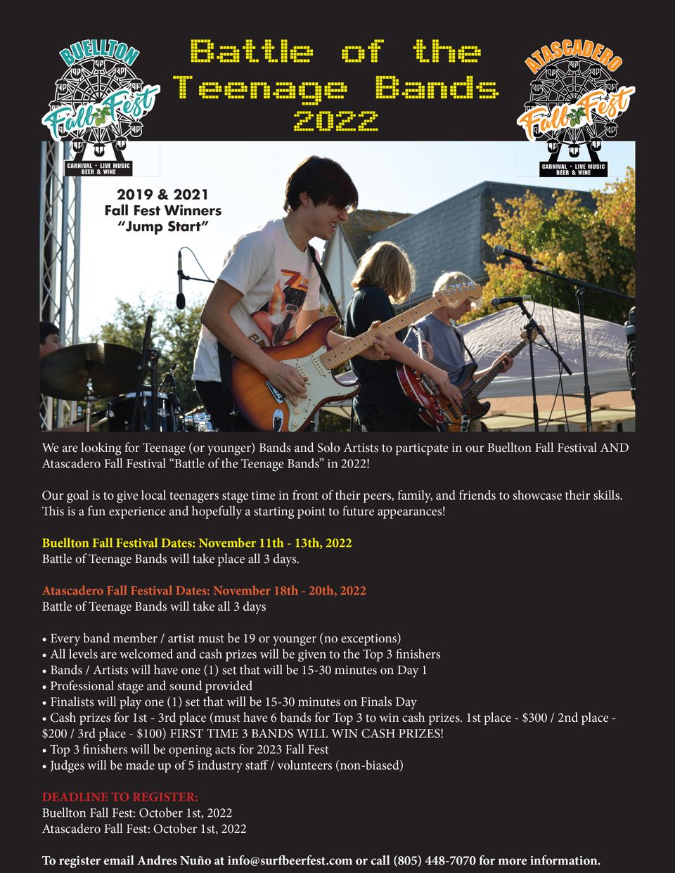Battle of teenage bands flyer 2022