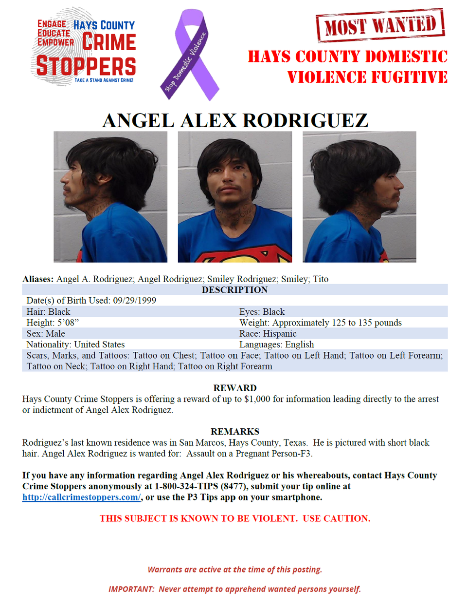 Rodriguez most wanted poster