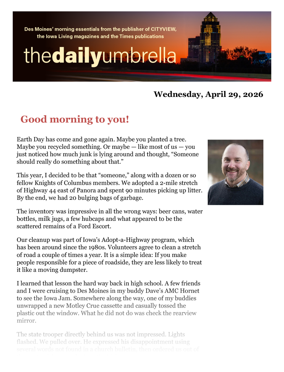 Daily umbrella april 29  wrongful convictions clinic closed  professor fired  littering lessons  why do mushrooms get invited to parties  1