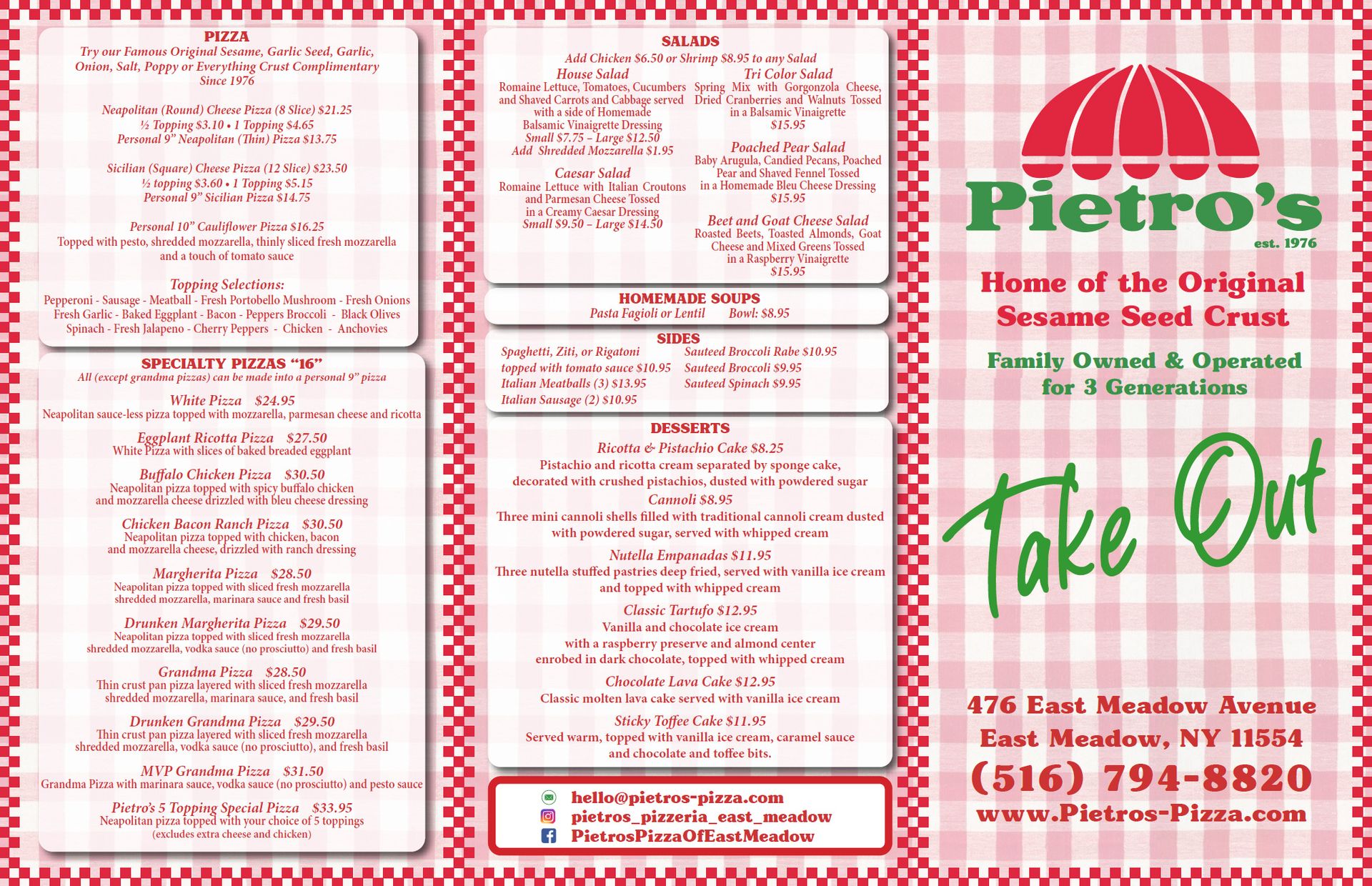 Pietro's menu deals