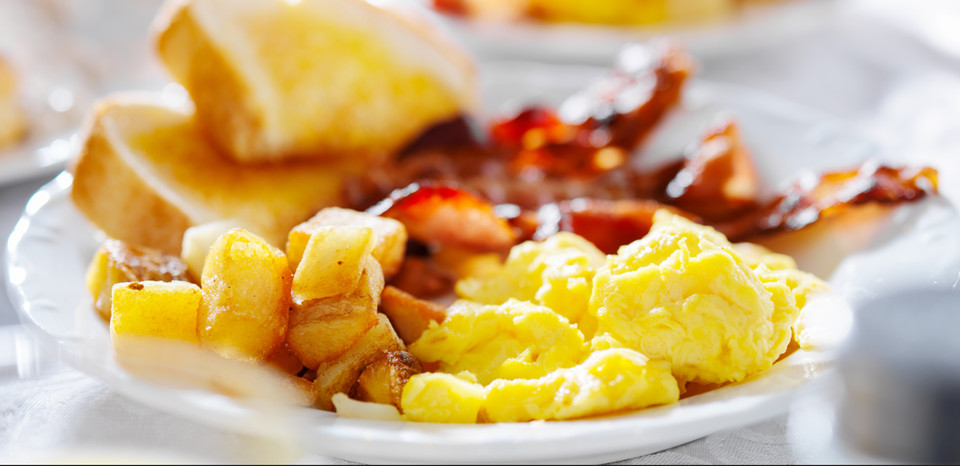 Breakfast Dover PA - Scrambled Eggs, Bacon, Homefries, Toast