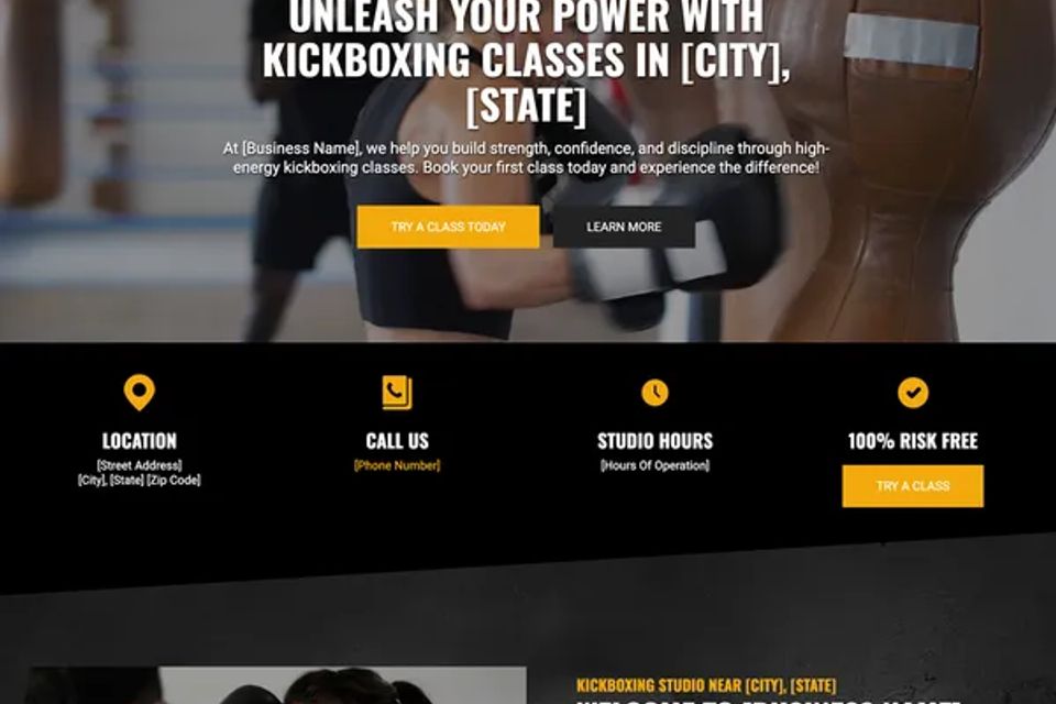 Kickboxing studio website design theme original