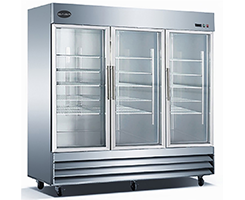 Commercial Restaurant Reach In Cooler or Freezer with Three Glass Doors