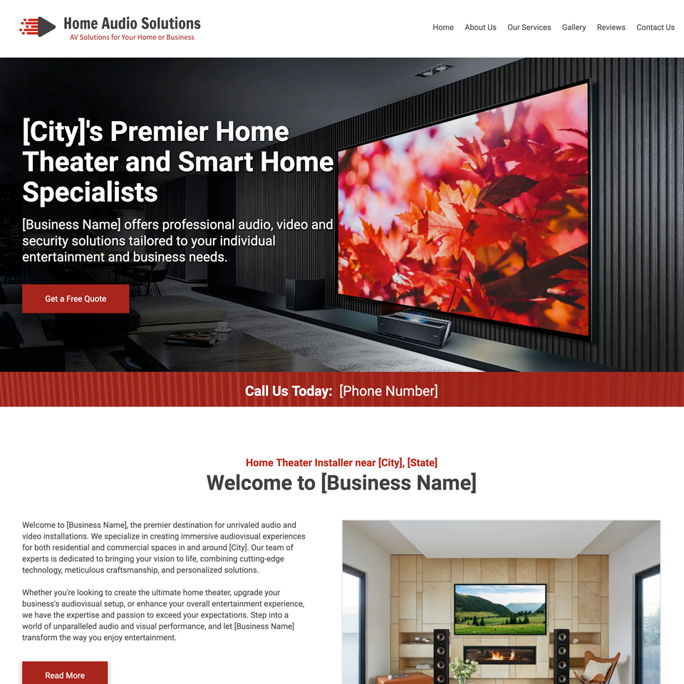 Home theater audio video website design template