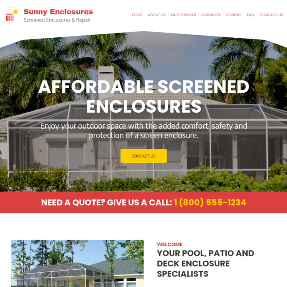 Screen enclosures website theme