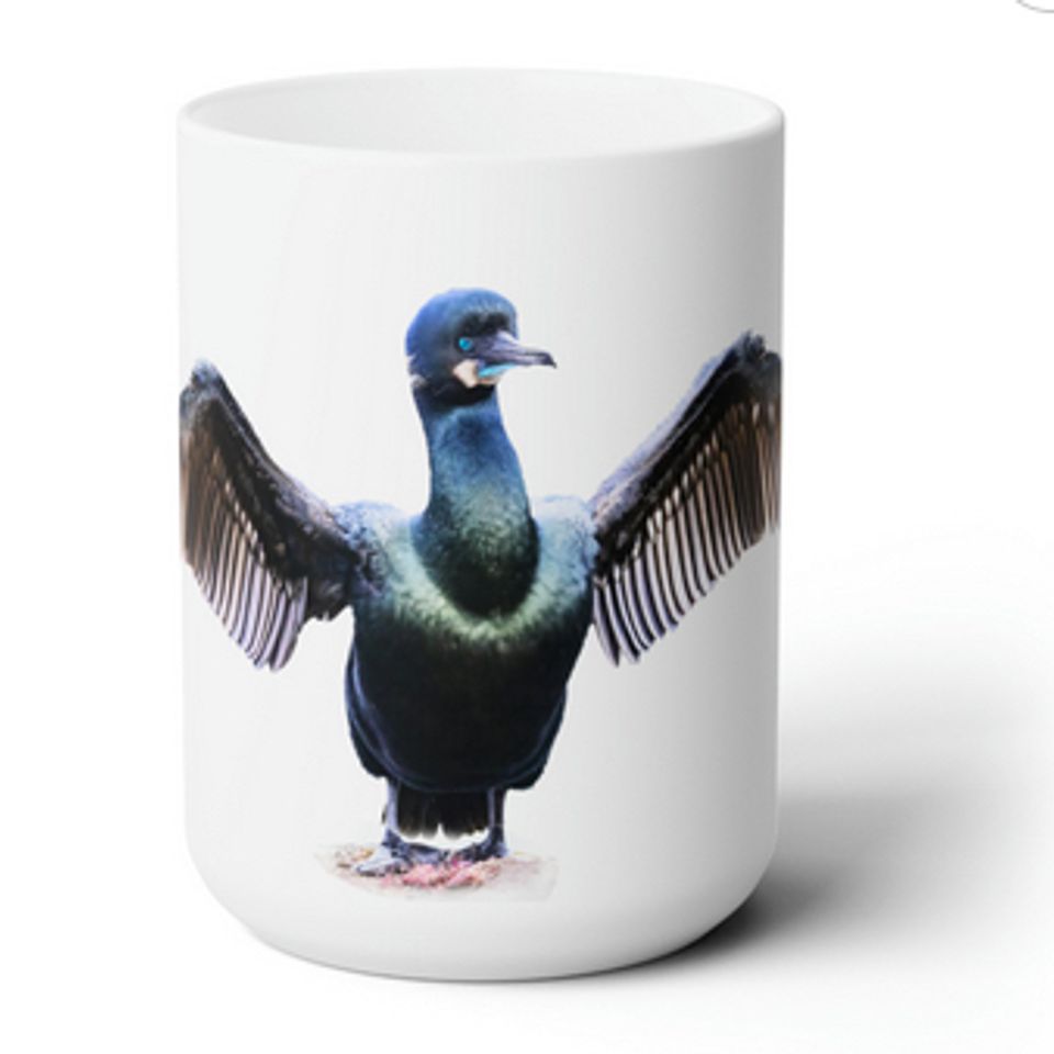 Cormorant on mug