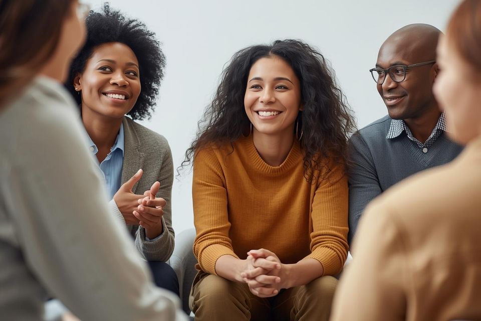 Diverse group of individuals having a group counseling session (1)