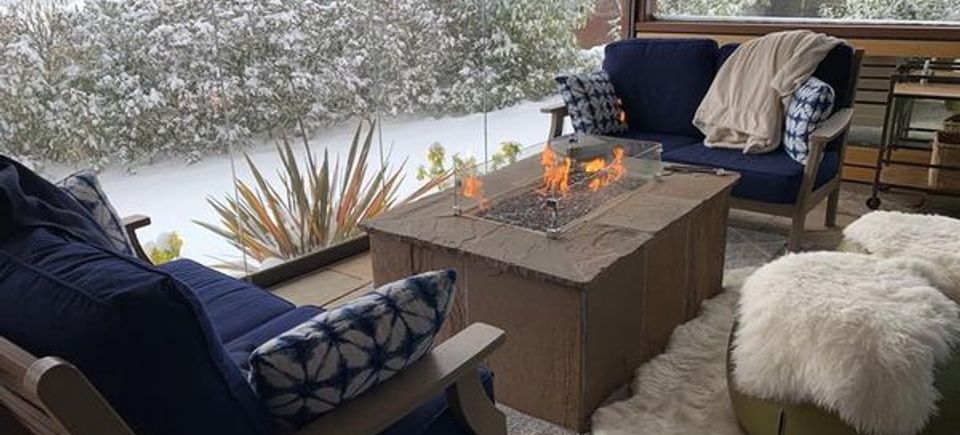 Firepit and glass enclosure