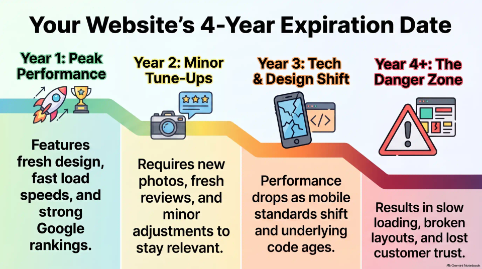 Website four year lifecycle infographic