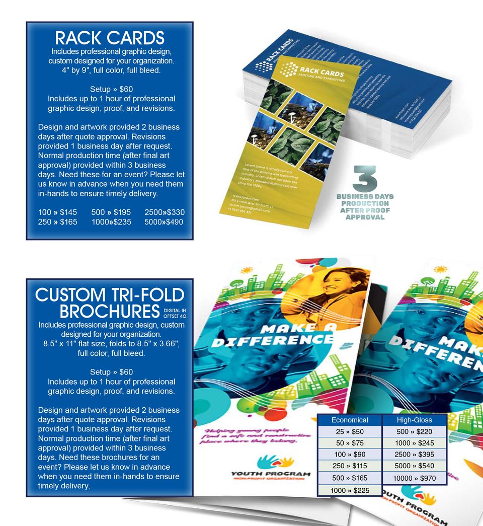 Trifold brochures   rack cards