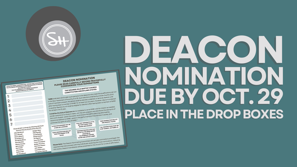 Deacon nomination announcement