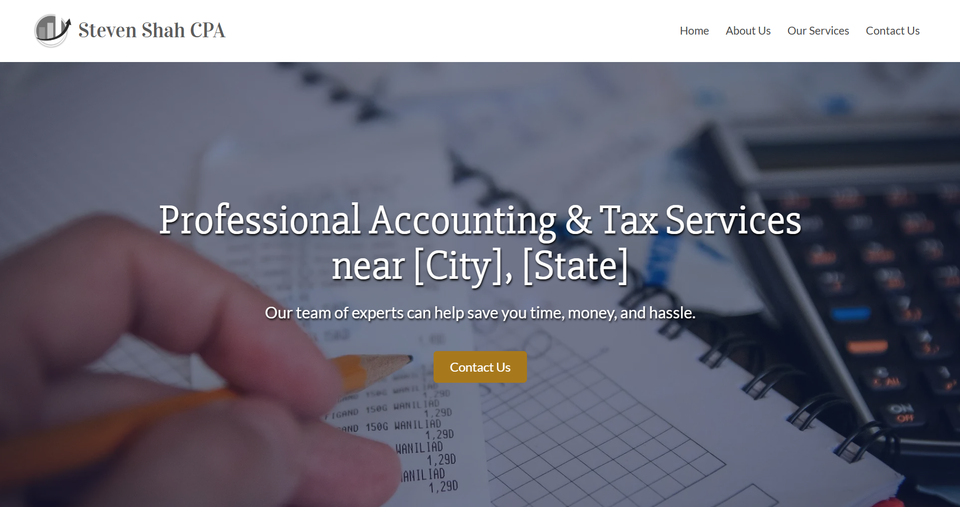 Accounting and tax service website example