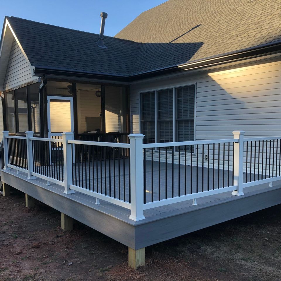 new custom deck construction with railings, raleigh deck builder, ers construction
