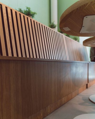Kofee café build-out in Fort Greene, Brooklyn — Seating Detail