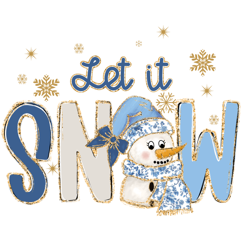 Seasons   christmas let it snow with snowman blue