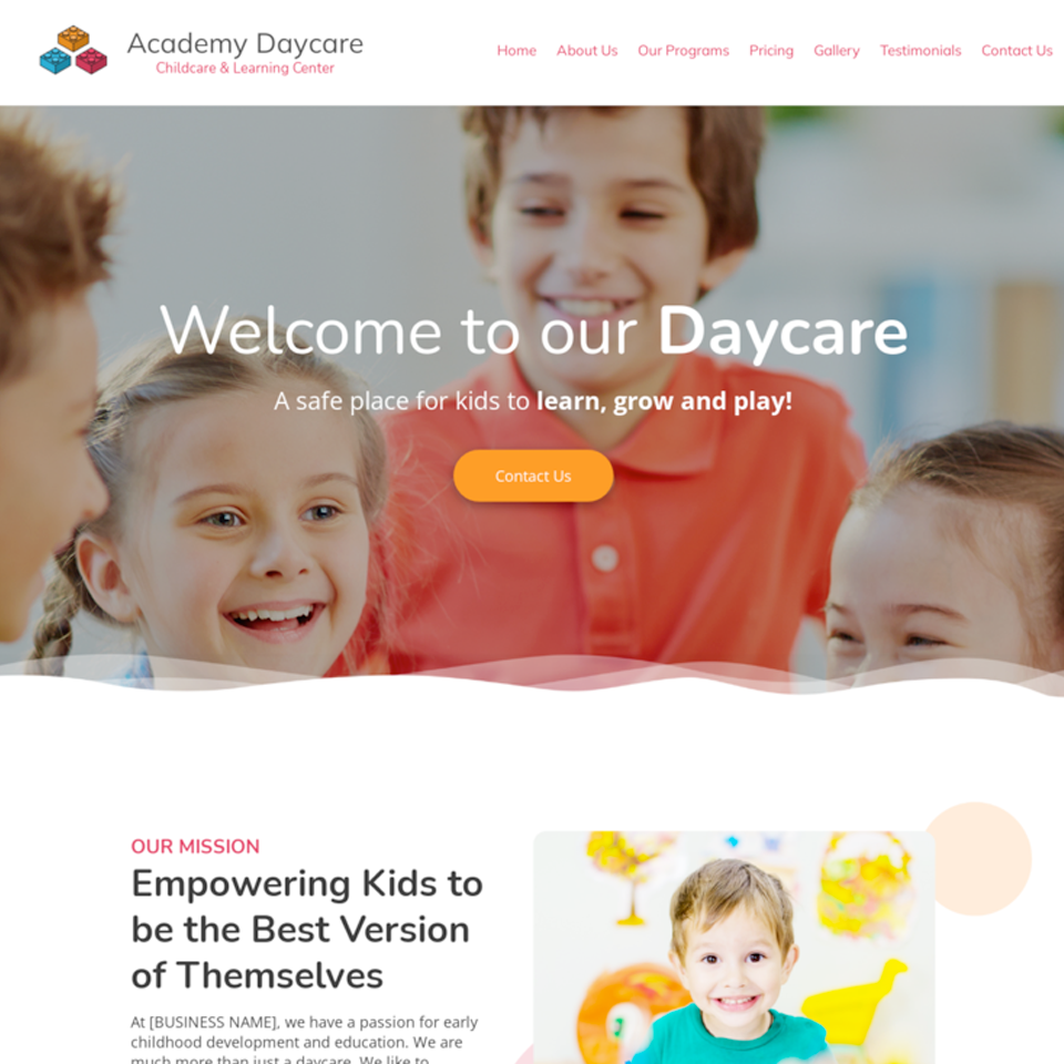 Day care website design template