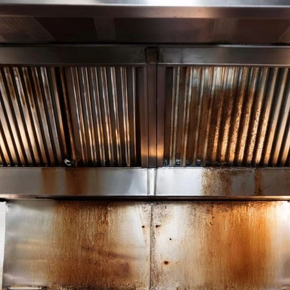 A very dirty kitchen grill