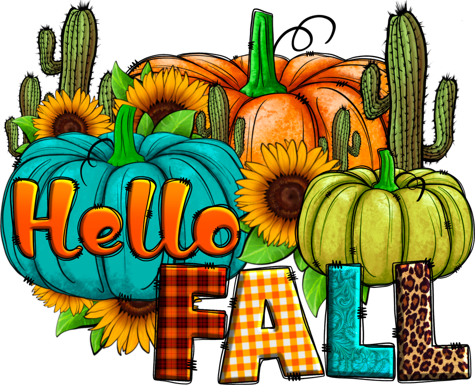 Seasons   fall hello fall pumpkins and cactus
