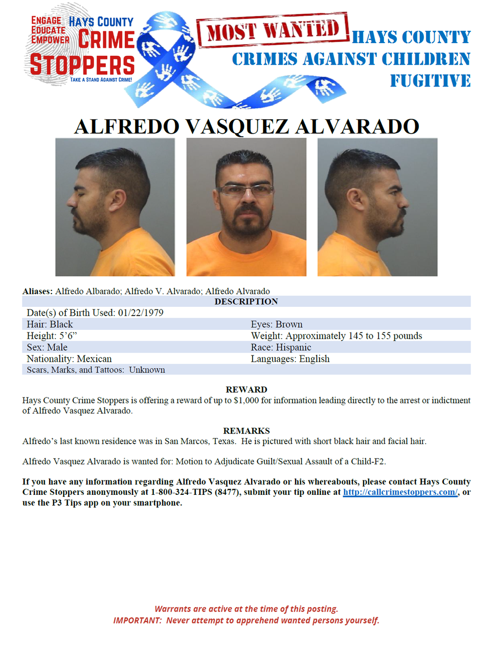 Alvarado most wanted poster