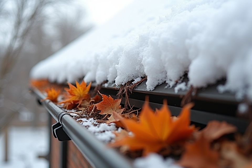Gutters. snow on roof 