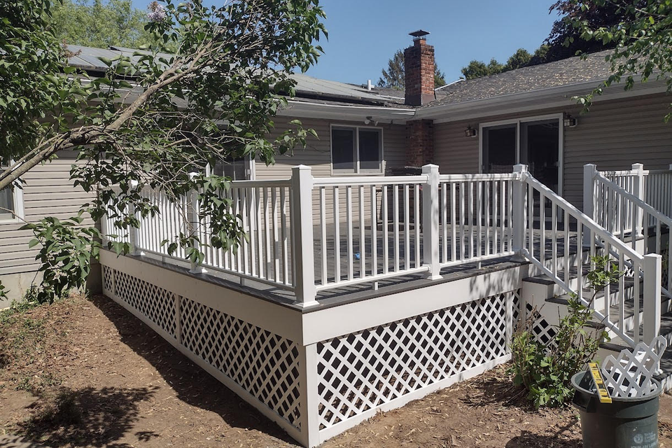 A finished deck project, done by Taurus Contracting Inc., of Suffolk County, NY