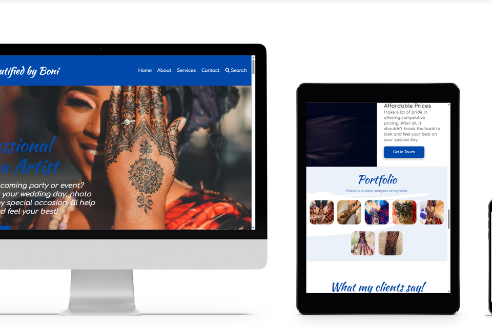 Image of a henna artist website