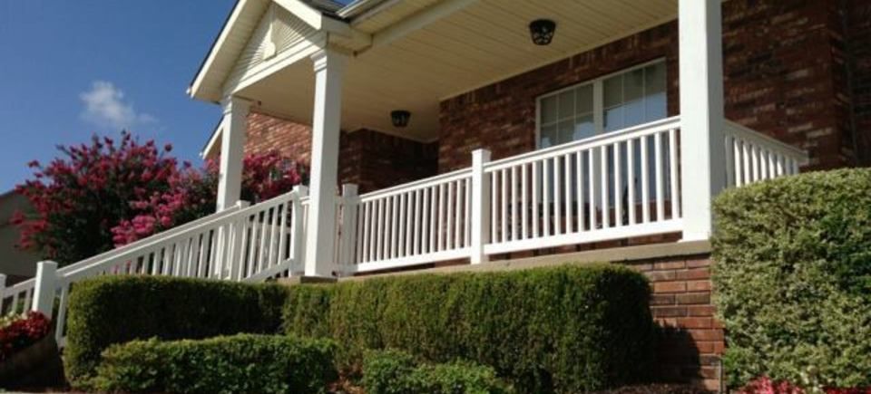 White vinyl porch rail