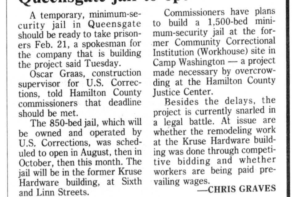 1992 jail to open 2.21.92