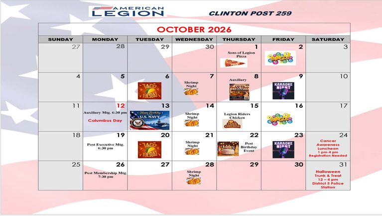 October calendar