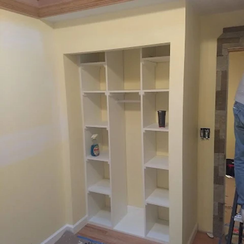 Custom built in closet shelving by general contractor in Suffolk County NY