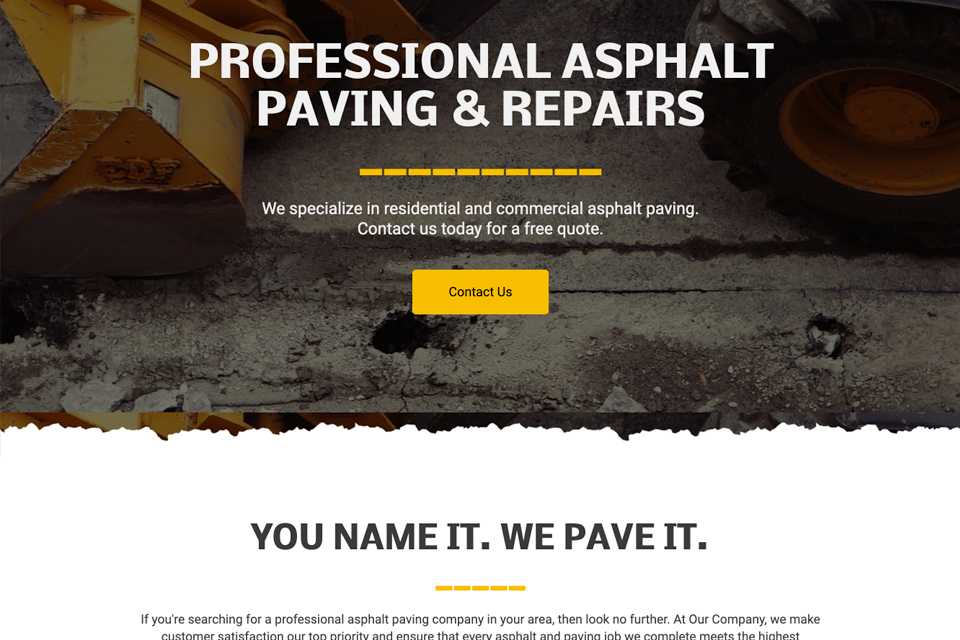 website preview of a paving company called Brothers Asphalt on a desktop computer